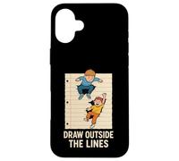 Draw Outside The Lines Retro Kids Creative Notebook Art Case for iPhone 16 Plus