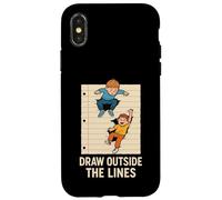 Draw Outside The Lines Retro Kids Creative Notebook Art Case for iPhone X/XS