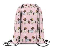 Draw String Back Cute Sausage Dog Resistant Drawstring Backpack Scratch Drawstring Bag For Running Swim Yoga