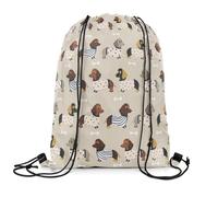 Draw String Back Cute Sausage Dog Versatile Gym Sackpack Pull String Drawstring Bag For Holidays Shopping Swim