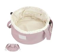 Draw String Cosmetic Bag, Polyester Make-Up Bag, Floral Foldable Function, Portable Organiser with Quick Access for Wedding , Lightweight Storage for Daily Use, 29 x 29 x 16 cm, Dark pink, see