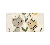 Draw Two Cats Keyboard Mat Large Gaming Mouse Pad, Anti-Slip Desk Mat for Desktop Desk Work/Home Writing Mat 11.8 * 23.6 Inches