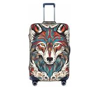 Draw01 Luggage Cover Wolf Colorful Elastic Washable Stretch Suitcase Protector Scratch Resistant Travel Cover White/Opulent Garden, Small, White/Opulent Garden, S