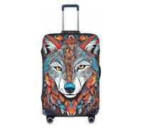Draw04 Luggage Cover Wolf Elastic Washable Stretch Suitcase Protector Scratch Resistant Travel Cover White/Opulent Garden, X-Large, White/Opulent Garden, XL