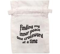 Drawcord Bag Finding My Inner Peace One Crossword at a Time, Medium | 25 x 32cm Cotton Bag