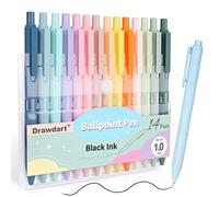 Drawdart 14-Pack Ballpoint Pens, Medium 1.0mm Black Ink Cute Pen with Super Soft Grip, Retractable - For Smooth Writing, Note Taking and Journaling, Office & School Supplies