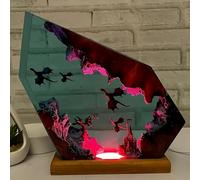 Drawelry 3D Resin Ocean Animal Figures Night Light Ornaments with Wooden Base USB Cable Epoxy Resin Marine Statue Decoration Multicoloured LED Night Lamp for Living Room Bedroom Children's Room