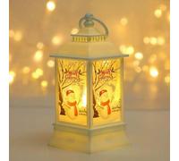Drawelry Christmas Lantern Christmas Decorations Lights Vintage Xmas Candle with LED Santa Claus Elk Snowman Pattern, Fireless Candles Lamp for Christmas Eve Home Decor (White - Snowman)
