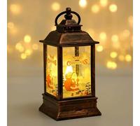 Drawelry Christmas Lantern Christmas Decorations Lights Vintage Xmas Candle with LED Santa Claus Elk Snowman Pattern, Fireless Candles Lamp for Christmas Eve Home Decor (Vintage Copper - Santa Claus)