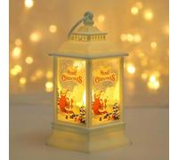 Drawelry Christmas Lantern Christmas Decorations Lights Vintage Xmas Candle with LED Santa Claus Elk Snowman Pattern, Fireless Candles Lamp for Christmas Eve Home Decor (White - Santa Claus)
