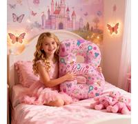 Drawelry Custom Letter Cushion Personalized 3D Pillow Custom Throw Pillows with Name and Letter Personalized Pillows for Girls Boys (Cartoon Castle Pattern)