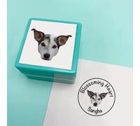 Drawelry Custom Pet Stamp Self Inking, Personalized Pet Portrait Stamp Sketch Style for Pet Lovers, Pet Photo and Name Animal Stamps Gifts (Style 3)