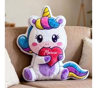 Drawelry Custom Pillow Personalized Unicorn Pillow Customised Throw Pillows with Name/Letters Personalized 3D Pillows for Women Men (Custom Name(Red Heart Unicorn))