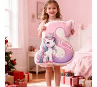 Drawelry Custom Pillow Personalized Unicorn Pillow Customised Throw Pillows with Name/Letters Personalized 3D Pillows Christmas Gifts for Women Men (Custom Letter(Letter-Shaped Unicorn)2)