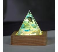 Drawelry Epoxy Resin Multicolor Light Lamp, Handmade Ocean Creative Resin Night Light Decor Wood Base, Whale Ocean Shark Surfer Lamp Desktop Decor Birthday Gift (Sea Turtles)