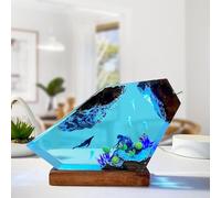 Drawelry Epoxy Resin Ocean Lamp Fire Dragon and Ice Dragon Night Light Handmade Bedside Table Lamp Desk Resin Lamp Home Office Bedroom Decor 15.24x10.16cm (Whale and Jellyfish)