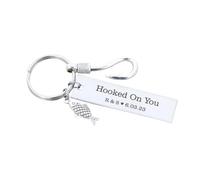 Drawelry Funny Fishing Keychain for Men, Personalized Fish Hook Keyring with Cute Fish Hook Charms, Customizable Initials Ideal Fisherman Gift for Husband Father Grandfather Birthdays Fathers Day