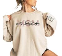 Drawelry Mama Sweatshirt, Personalised Embroidered Mom We Love You Hoodie, Custom Names Long Sleeve Hooded Sweatshirt, for Mum Wife Women