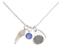 Drawelry Personalised Fingerprint Necklace for Women, Custom Engraved Name Angel Wing Pendant Fingerprint Necklace, Memorial Birthday Gift for Her Wife Mom
