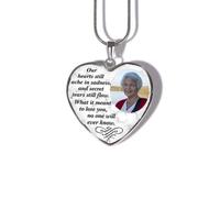 Drawelry Personalised Heart Photo Necklace, Sterling Silver Custom Picture Pendant with Chain, Angel Wings Heart Memorial Picture Gift for Women Mum Family