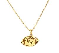 Drawelry Personalised Name Necklace for Women Custom Name Necklaces Customised Dainty Football Pendant, Elegant Jewellery Ideal for Birthday, Christmas Gifts for Women, Girls & Teen (Football)