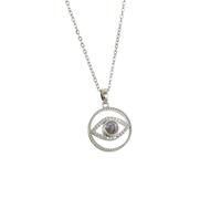 Drawelry Personalised Photo Projection Necklace, Custom Engraved Butterfly Pendant with Picture Inside, Unique Birthday Gift for Wife Mum Daughter (Evil Eye)