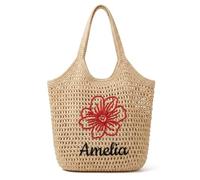 Drawelry Personalized Beach Bag for Women, with Custom Name and Large Capacity, Crochet Hobo Shoulder Tote for Summer Vacation Travel Bachelorette Bridesmaid Gift Daily Outing (Style 6)