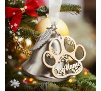 Drawelry Personalized Bell Ornament Custom Name Vintage Christmas Bells Decorations 2025 Angel Wing Bell Ornaments for Tree, Memorial Gifts for Christmas & Anniversaries (Paw Pattern 1)
