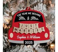 Drawelry Personalized Car Shape Pendant with Custom Couple's Name,Christmas Ornament, Custom Memorial Hanging Ornaments, Xmas Tree Decor, for Family, Friends, Lovers (Car Shape Pendant)