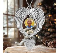 Drawelry Personalized Christmas Angel Wings Photo Ornaments,Picture Frame Ornament for Christmas,Customized Photo Pendant,Custom Picture Car Hanging Ornament (Family Members-1)