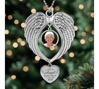 Drawelry Personalized Christmas Angel Wings Photo Ornaments,Picture Frame Ornament for Christmas,Customized Photo Pendant,Custom Picture Car Hanging Ornament,Memorial Gifts for Mom (Mom)