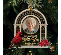 Drawelry Personalized Christmas Ornament with Photo, I'm Always with You, Custom Photo Memorial Hanging Ornaments, Christmas Tree Decorations, for Family, Friends, Lovers (I'm Always with You-2)