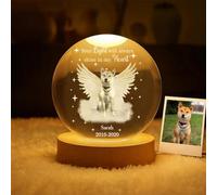 Drawelry Personalized Crystal Ball Night Light with Wings Pattern,Custom Crystal Ball Light with Picture, Anniversary, Christmas, Birthday Gifts for Pet Lover (Wings Pattern)