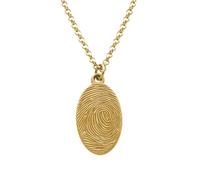 Drawelry Personalized Fingerprint Oval Pendant Necklace Engraving Name Text Memorial Necklace for Women Her Silver Fingerprint Photo Jewelry Anniversary Promise Gift for Teen Men (Gold)