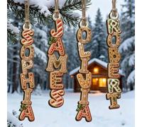 Drawelry Personalized Gingerbread Christmas Tree Decoration Pendant DIY Christmas Ornaments with Personalized Letters for a Unique Xmas Tree Hanging Decor (Style A)
