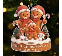 Drawelry Personalized Gingerbread Man Family Hanging Ornaments with Custom Names, Christmas Ornament, Xmas Tree Decor, for Family, Friends, Lovers (Gingerbread Man Family-2)