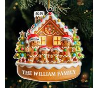 Drawelry Personalized Gingerbread Man Family Hanging Ornaments with Customized Names, Christmas Ornament, Xmas Tree Decor, for Family, Friends, Lovers (Gingerbread Man Family-1)