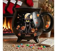 Drawelry Personalized Halloween Mug Novelty Mug Cauldron Coffee Mug with Custom Name Gift for Family, Large Coffee Mug Coffee Cups for Men, Women, Friends