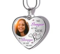 Drawelry Personalized Photo Memorial Necklace Customized Picture Round Pendant Sterling Silver Snake Chain for Women Men Heart Memory Necklace Jewelry Gift for Loving Memory (Guardian)