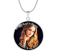 Drawelry Personalized Photo Memorial Necklace Customized Picture Round Pendant Sterling Silver Snake Chain for Women Men Heart Memory Necklace Jewelry Gift for Loving Memory (My Angel)
