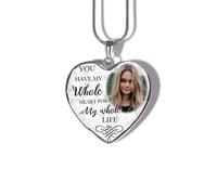 Drawelry Personalized Photo Necklace, Customized Picture Pendant Sterling Silver Snake Chain for Women Men Heart Memory Necklace Jewelry Gift for Anniversary Loving Memory