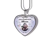 Drawelry Personalized Photo Necklace, Customized Picture Pendant Sterling Silver Snake Chain for Women Men Heart Memory Necklace Jewelry Gift for Anniversary Loving Memory