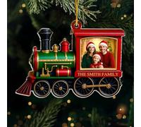 Drawelry Personalized Train Christmas Ornaments with Photo Christmas Tree Ornaments Hanging Christmas Decorations Custom Xmas Bauble 2025 Hanging Decoration for Family, Friends, Couples
