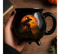 Drawelry Personalized Witch Cauldron Coffee Mug with Name Halloween Mug Ceramic Coffee Cup Novelty Coffee Mugs Fun Gift for Men, Women, Friends,Halloween Decor (Witch-A)
