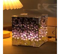 Drawelry Tulip Mirror Night Light, DIY Cube Mirror Lamp, Infinite Tulips lamp, Led Handmade Tulip Table Lamp Decoration Ornaments, Christmas, Birthday Gift for Lovers, Friends, Family (Purple)