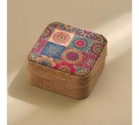 Drawelry Vintage Pattern Cork jewellery Box, Flower Fish Lucky Clover Storage Box, Portable Travel Earring Ring Necklace Case Birthday Gifts Box for Woman (Nine-grid)