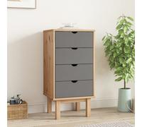 Drawer Cabinet 45x39x90cm Solid Pine Wood 4 Drawers Brown & Grey Scandinavian XL