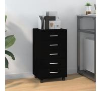 Drawer Cabinet 5-Drawer Black Engineered Wood and Aluminium 33x38x63 cm Castors
