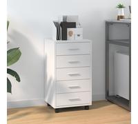 Drawer Cabinet 5-Drawer High Glossy White 33x38x63 cm Engineered Wood Alu.