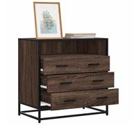 Drawer Cabinet 70x41x70cm Brown Oak Engineered Wood Metal 3-Drawer Industrial XL